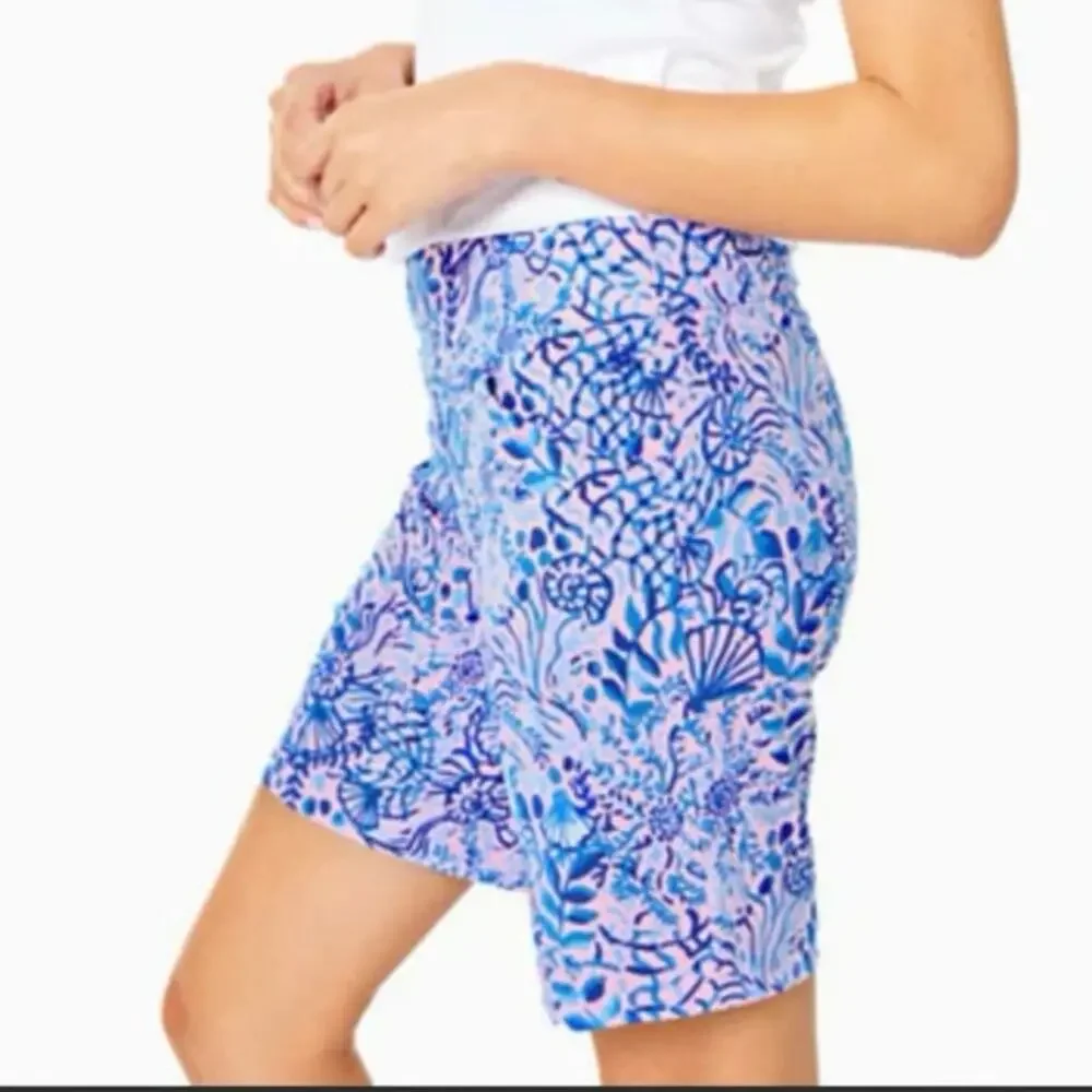 Lilly Pulitzer Luxletic Reid Short‎ Pink Blue Print NWT Size 00